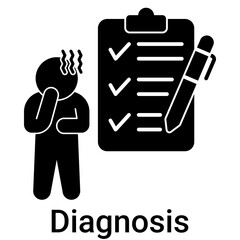 Diagnosis Icon in Solid Style. Health checkup, medical report, and treatment plan symbol. Healthcare.