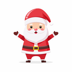 Cute Chibi Santa Claus with Open Arms, Welcoming Christmas Vector Illustration