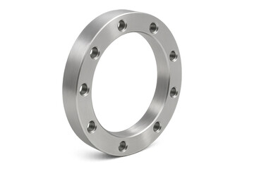 Steel industrial pipe flange with transparent background