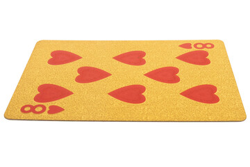 eight heart card gambling color gold isolated on white background