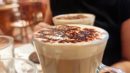 Cappuccino with cocoa powder dusting