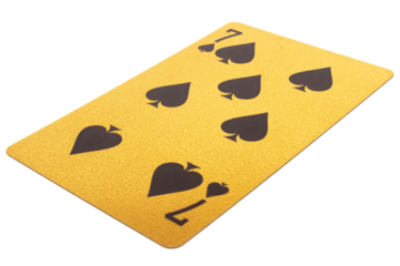 seven spades card gambling color gold isolated on white background
