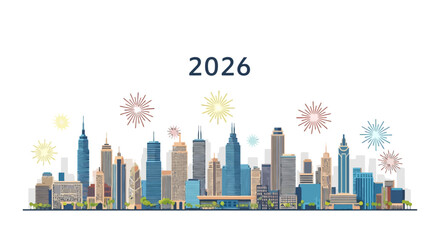 Naklejka premium New York City Skyline Illustration with 