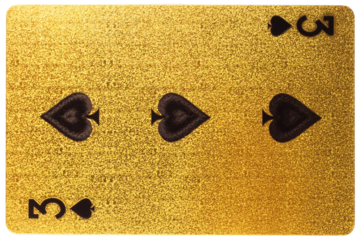 3 three card gambling color gold isolated on white background