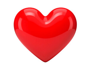 Glossy red heart, centered. Saturated color and rounded shape. Background is pure black. A symbol of love