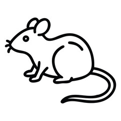 Mouse Outline Vector Illustration on White Background