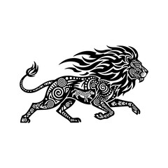 Obraz premium Running Lion Silhouette Vector, Wild Animal