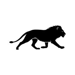 Running Lion Silhouette Vector, Wild Animal