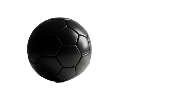 Black Soccer Ball Isolated on Transparent Background Realistic 3D Render