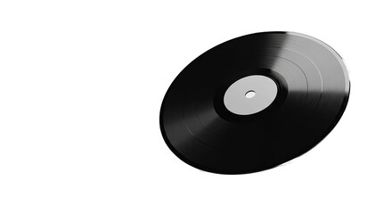 Black Vinyl Record With Gray Center On Black Background