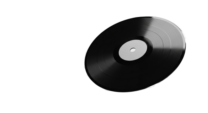 Black Vinyl Record With Gray Center On Black Background