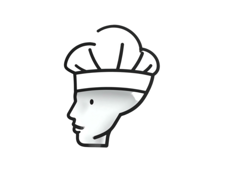 Stylized illustration of a person in profile wearing a puffy chef's hat, isolated on a dark background
