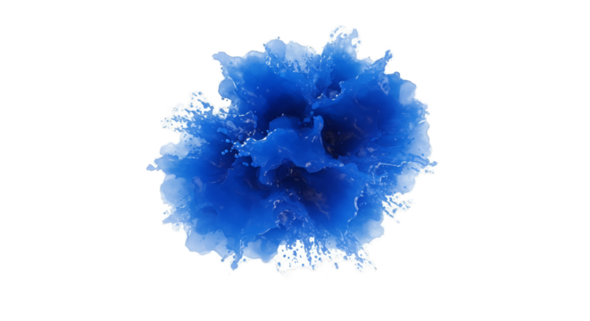 Blue Abstract Explosion Splash Isolated Transparent Background Vivid Colors
