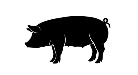 Fototapeta premium A black silhouette of a pig is displayed against a white surface, showcasing its distinctive.