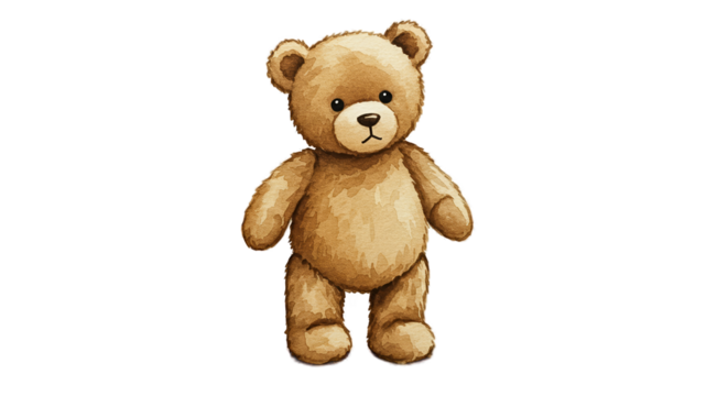Brown Teddy Bear Toy Isolated on Black Background - Powered by Adobe
