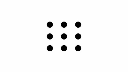 Nine black dots arranged in a three by three grid on a white background