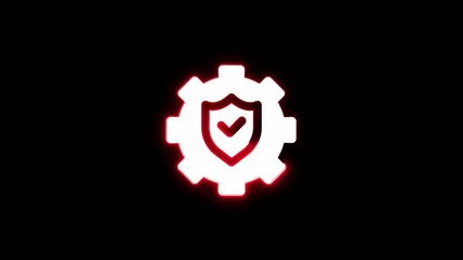 Cybersecurity shield protection inside a gear icon representing data security and validation