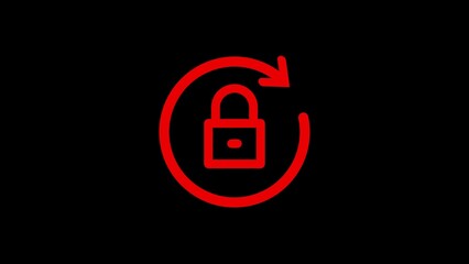 Red outline padlock icon within a circular arrow indicating process security