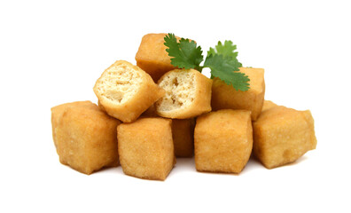 Closeup tofu isolated on white background 