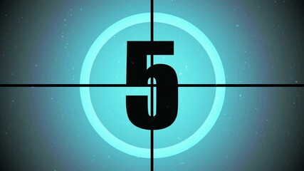 Countdown movie from 10 to 0 number. Vintage film countdown noise effect animation - Powered by Adobe