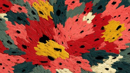 Multicolored floral burst with textured, organic look