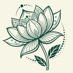 Peaceful Lotus Flower Duotone Vector Art.