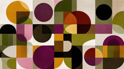 Geometric shapes in varied earthy colors pattern art piece
