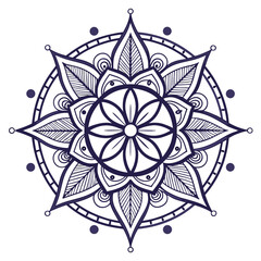 Symmetrical Geometric Mandala Duotone Vector