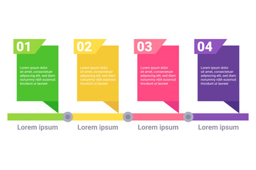 Infographic featuring four colorful sections numbered from one to four. Each section containing brief description, highlighting steps in process