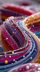 Twisted, colorful strands adorned with tiny spherical beads