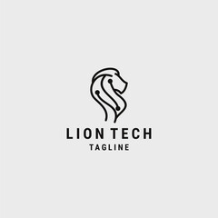 Lion tech logo template vector illustration design