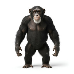 Fototapeta premium Chimpanzee, Gorilla on White Background, Photorealistic, Full Body, High-Resolution
