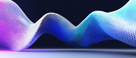 Wavy structure of tiny cubes, purple to blue gradient