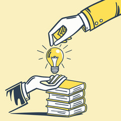 Passing Wisdom Lightbulb Vector Graphic