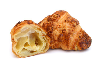 Fresh and tasty croissant over white background 