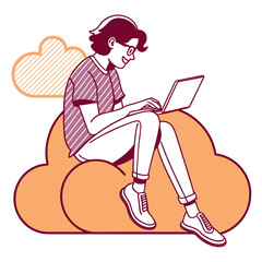 Digital Nomad Freelancer Vector Concept