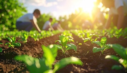 Children gardening sunlight
