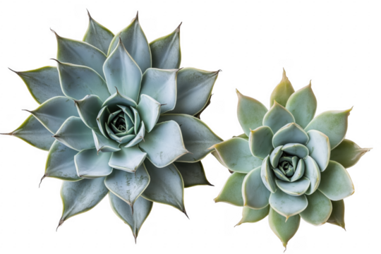 Pale blue green succulents isolated on a transparent background