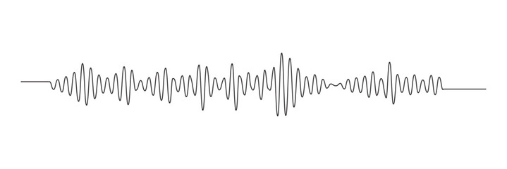 Naklejka premium Sound wave icon, podcast player interface, music symbol, sound wave. Microphone sound wave. The sound wave set. Sound waves for voice message. Audio wave icon. Waveform pattern for music player or app