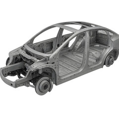 Porcelain-like feel gray car chassis model without tires