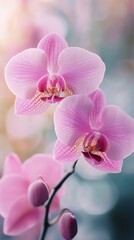 Obraz premium Close-up of pink orchid blooms with soft bokeh background
