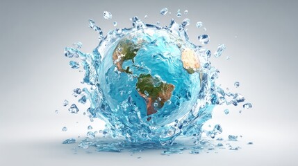 Earth encased by water, in motion