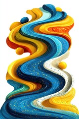 Curvy, colorful, textured, swirling, whimsical sculpture