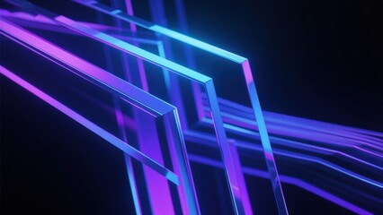 Fototapeta premium Neon glass abstract lines
