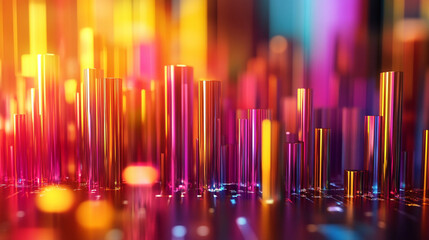 A bar graph rises as a sleek, shiny physical structure from a modern desktop, blending data visualization with tangible design. The scene symbolizes clarity, progress, and the fusion of technology wit