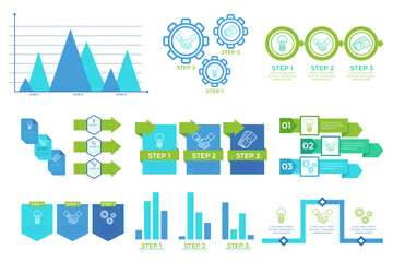 Infographic presenting series of steps in process using charts, icons, and arrows. It visually outlining tasks and flow, making information easy to understand and follow