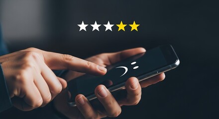 Frustrated customer gives low star rating on mobile device experiencing service issues or product dissatisfaction