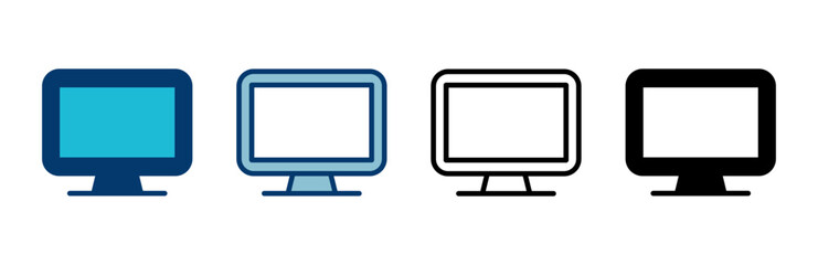 Computer icon vector isolated on white background. PC Icon vector. Computer monitor icon. Flat PC symbol