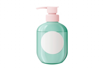 Aqua pump dispenser with pink top isolated on a transparent background