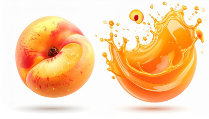 Fresh Peach Splash Duo isolated on transparent background